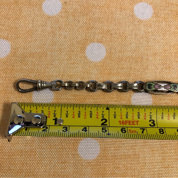 Vintage Pocket Watch Chain Fob enameled silver - Picture 13 of 15